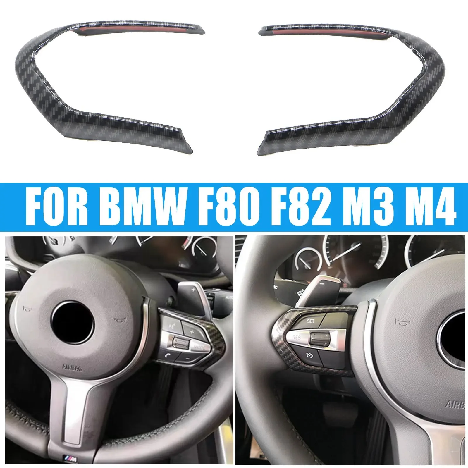 

Fit for BMW F80 F82 M3 M4 Black Steering Cover Trim Decorative Sticker for Steering Wheel Button Frame
