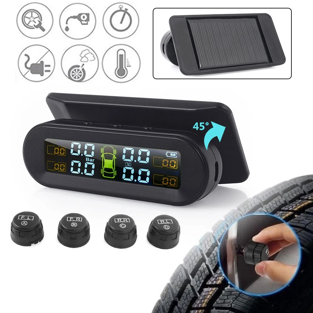 

Temperature Warning with 4 External Sensors Car Tyre Pressure Monitor Tire Pressure Monitoring System