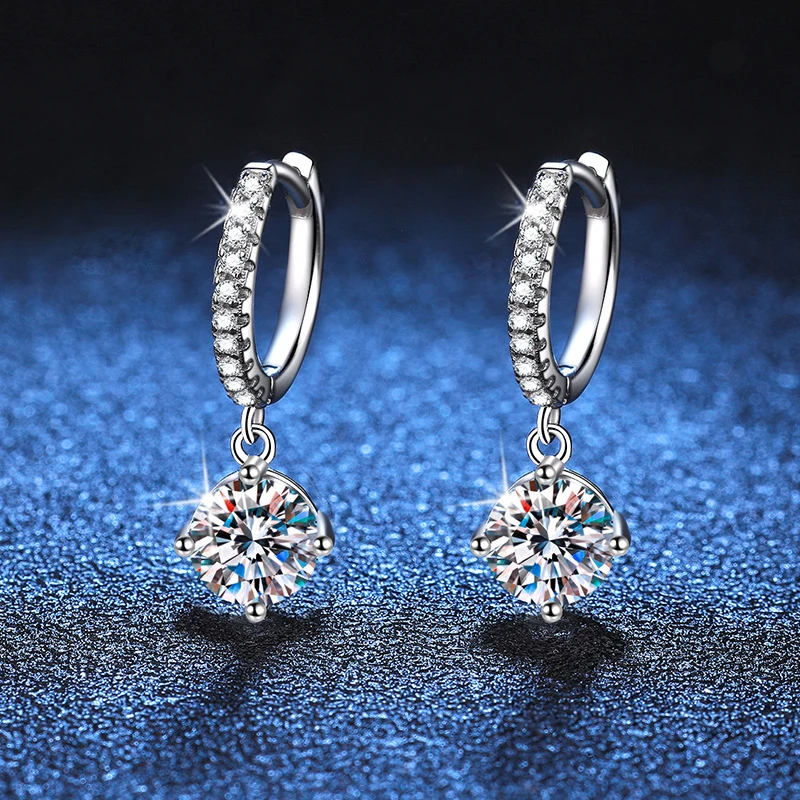 NeeTim 0.5ct 1ct S925 Sterling Silver Moissanite Drop Earrings Trendy Luxury Designer Earing for Women Gift With Certificate 4 NeeTim 0.5ct 1ct S925 Sterling Silver Moissanite Drop Earrings Trendy Luxury Designer Earing for Women Gift With Certificate - Image 4