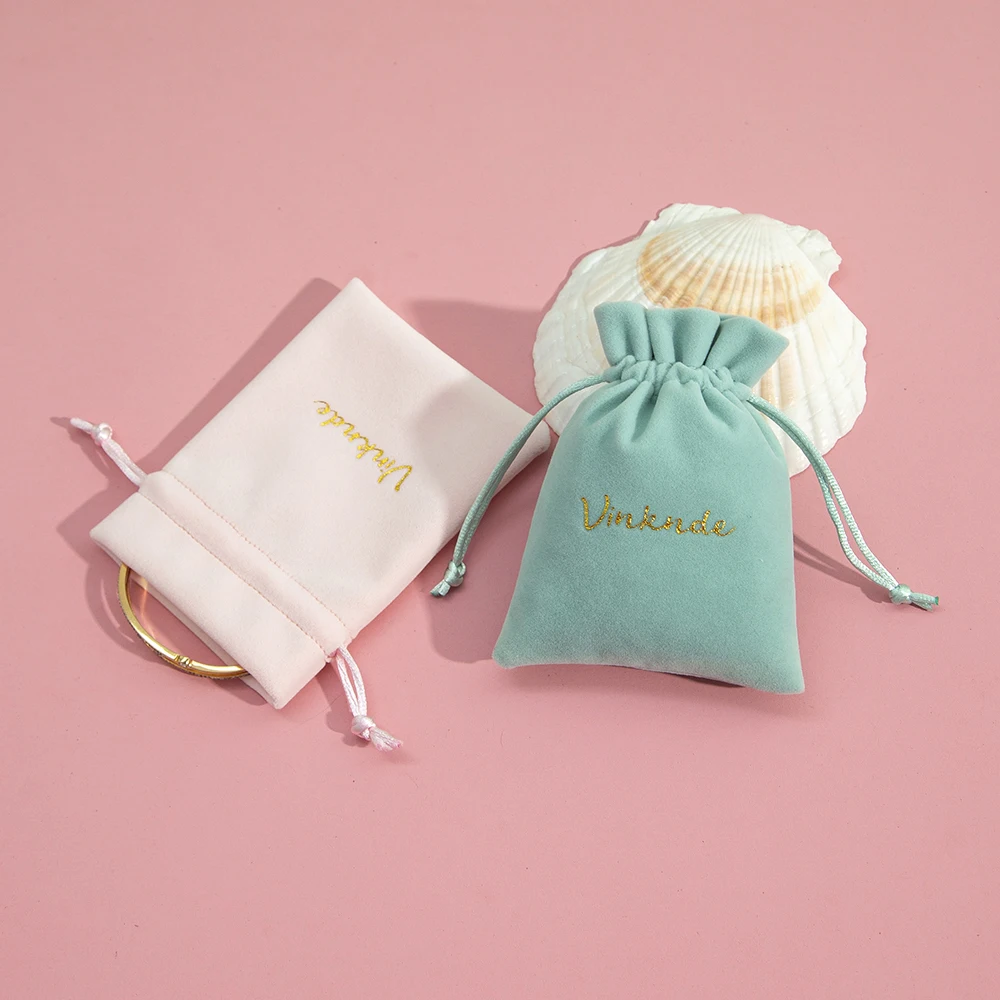 Velvet Jewelry Pouches Custom Logo 9x12cm Drawstrings Packaging Organizer Bags Tarot Dice Soap Cosmetic Wedding Favor Gift Bag