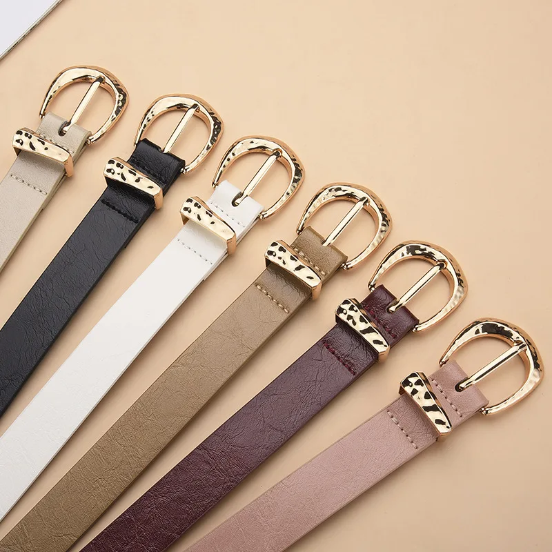 Elegant Retro Hammered-Texture Women’s Pin-Buckle Belt