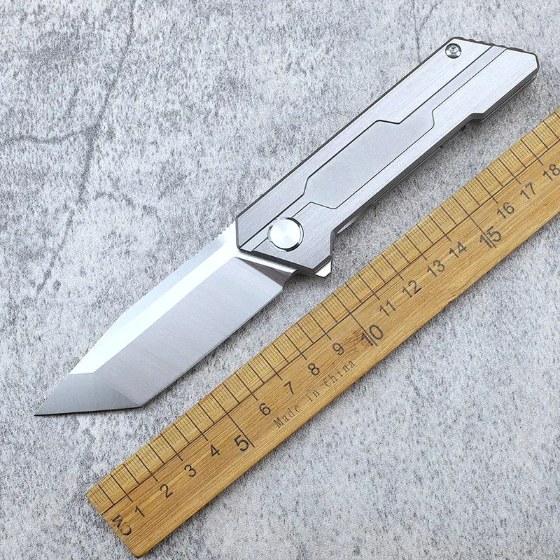 

Trskt Flipper Folding Knife Tactical D2 Camping Survival Knives Pocket Knife ,TC4 Titanium Alloy Handle Edc Tool Dropshipping