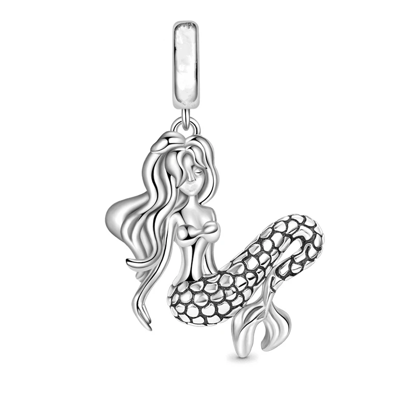 Charm jewelry beads charms animal charm jewelry silver charm bead charm bead beads jewelry sterling silver beads charm Sparkling Goldfish Mermaid Pendant