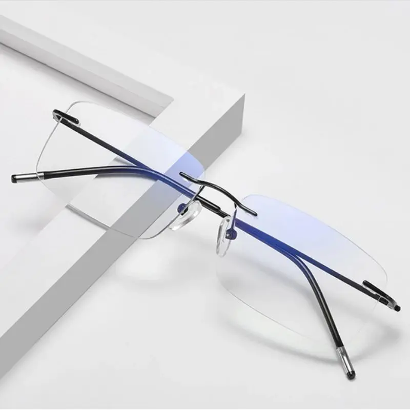 Ultraleichte Titan-Rahmen Randlose Progressive Multifokale Lesebrille für Männer und Frauen Anti-Blaulicht Presbyopie-Brille – Detail 5