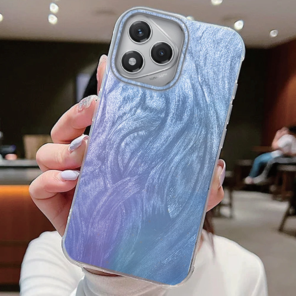 Gradient Feather Laser Texture Silicone Phone Case - Soft TPU Cover