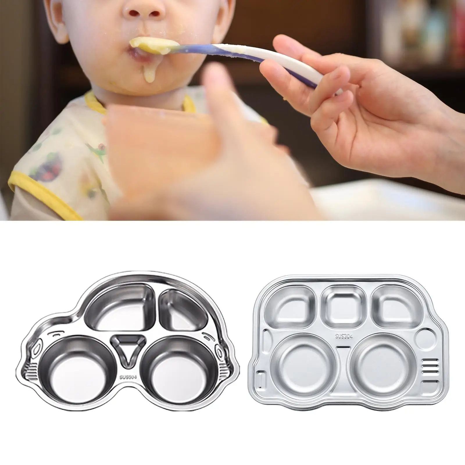 Compact Serving Platter Unbreakable Compartment Dinner Plate Children`s Plates for Picnic Kids Outdoor Boy Girls Camping