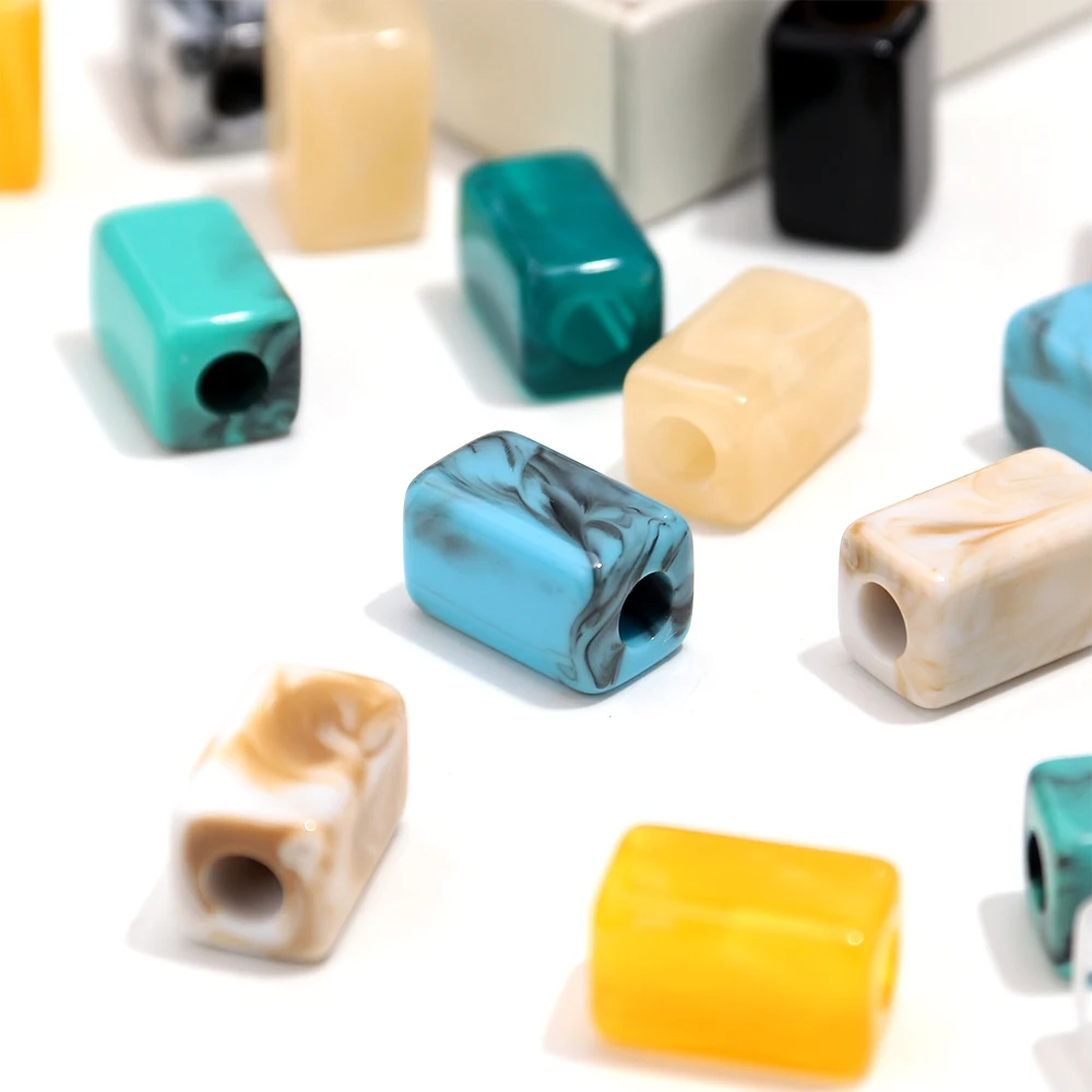 Elegant Marble Resin Geometric Beads for DIY Jewelry Crafting - 20 Piece Set