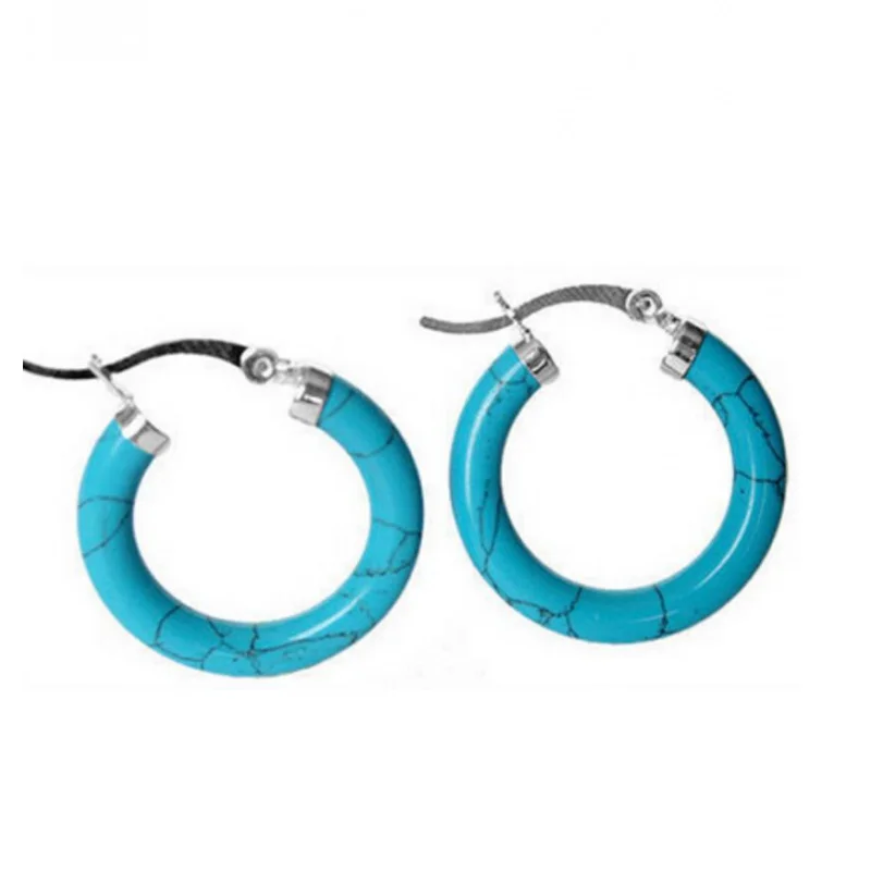 

New Charming 925 sterling silver With Blue turquoise Ring Earring