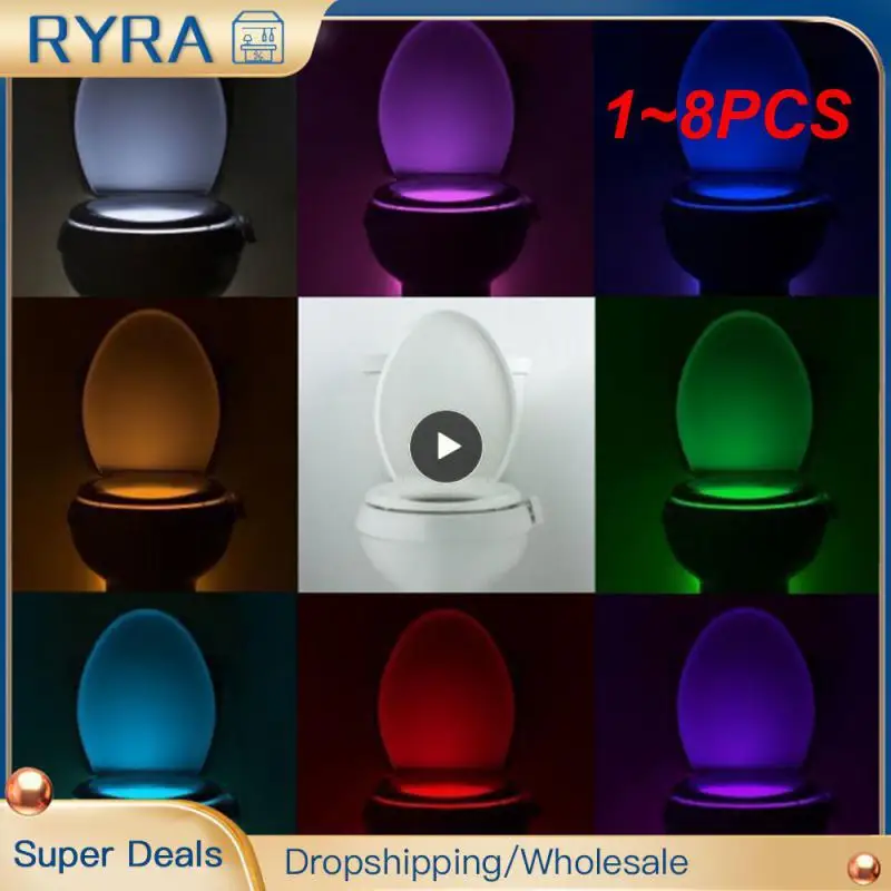 

1~8PCS Motion Sensor Toilet Lights USB LED Colors Rechargeble Waterproof for Tiolet Bowl WC Luminaria Lamp For Bathroom Washroom