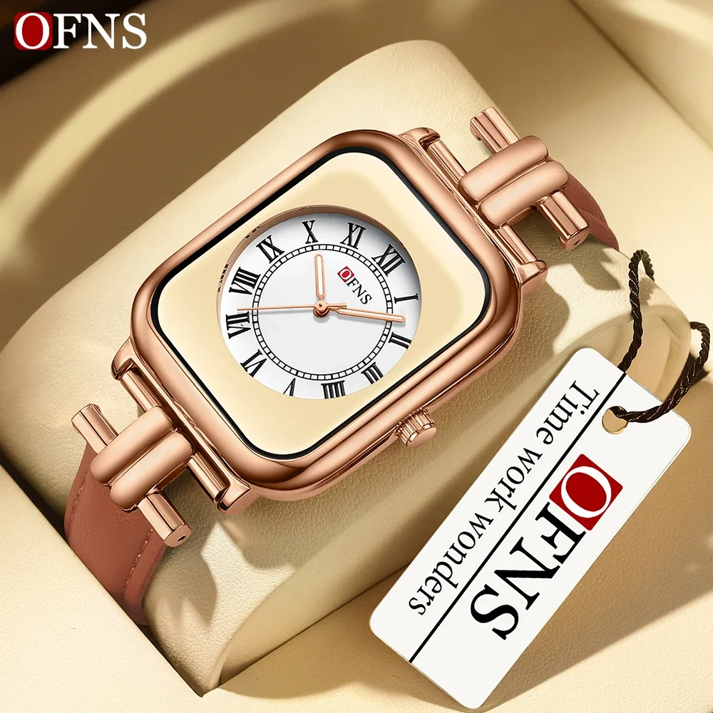 

SANDA Fashion Women's Quartz Watch Roman Numeral Square Leather Band Wristwatch Casual Water Resistant Ladies Gifts Box Watches