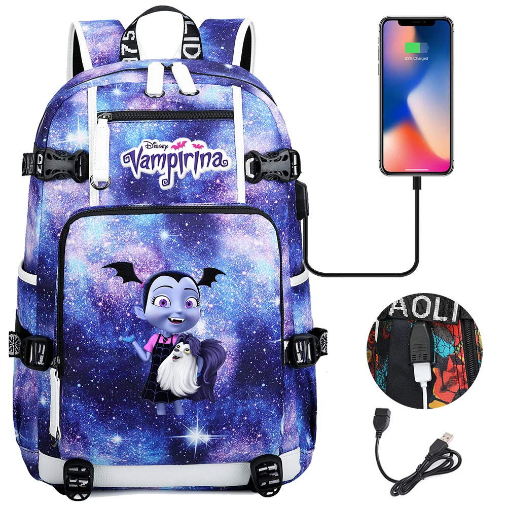 Disney Vampirina Zaini Ragazze Ragazzi Zainetto Borsa Per Laptop Di Grande Capacità Impermeabile Multifunzione Ricarica Usb Mochila