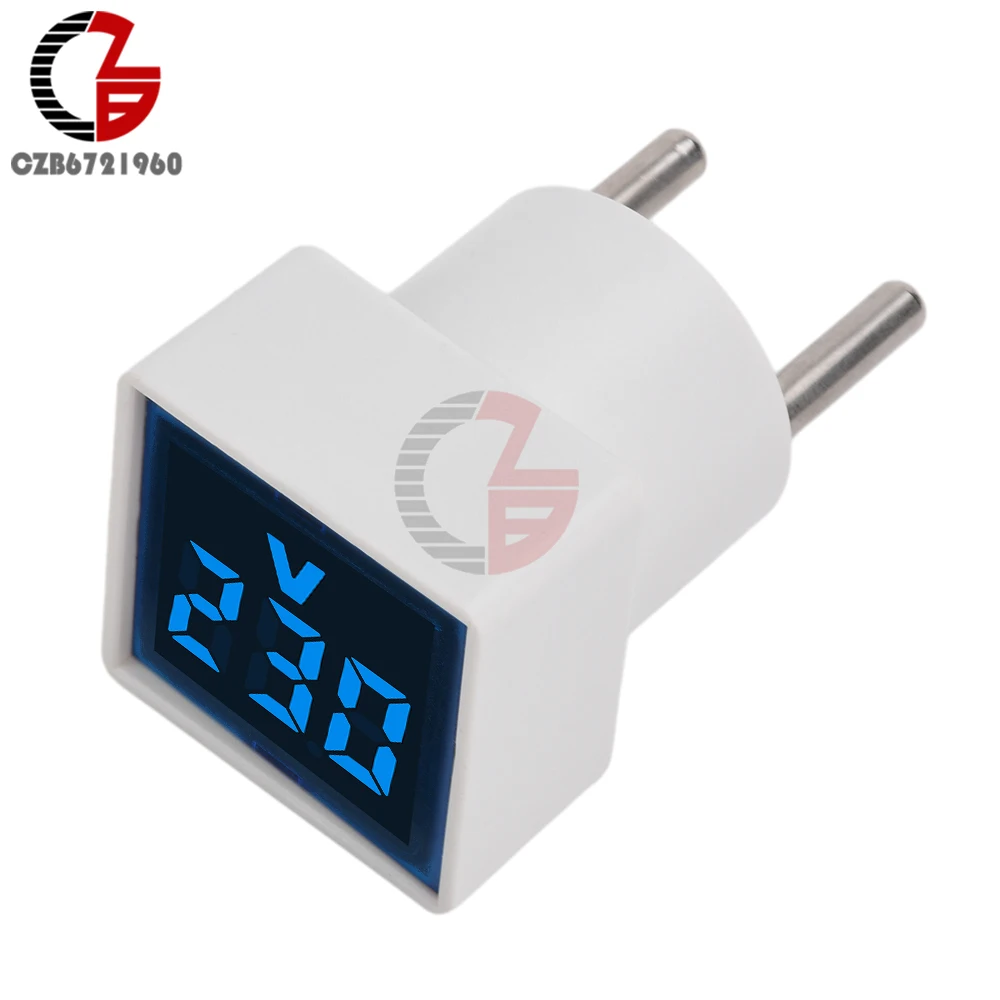 EU Plug Digital Voltmeter with LED Display 50V-500V
