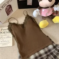 Sexy Lace Patchwork  Strap Women's Base Layer Pure Color ort Svel Vest Top Nylon Spandex Blend Autumn Winter Outfit - Image 2