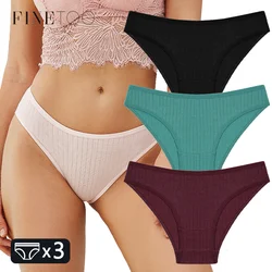 FINETOO Women's Soft Cotton Striped Panties - 3PCS Set Comfortable & Stretchy Briefs - M (Set 2)