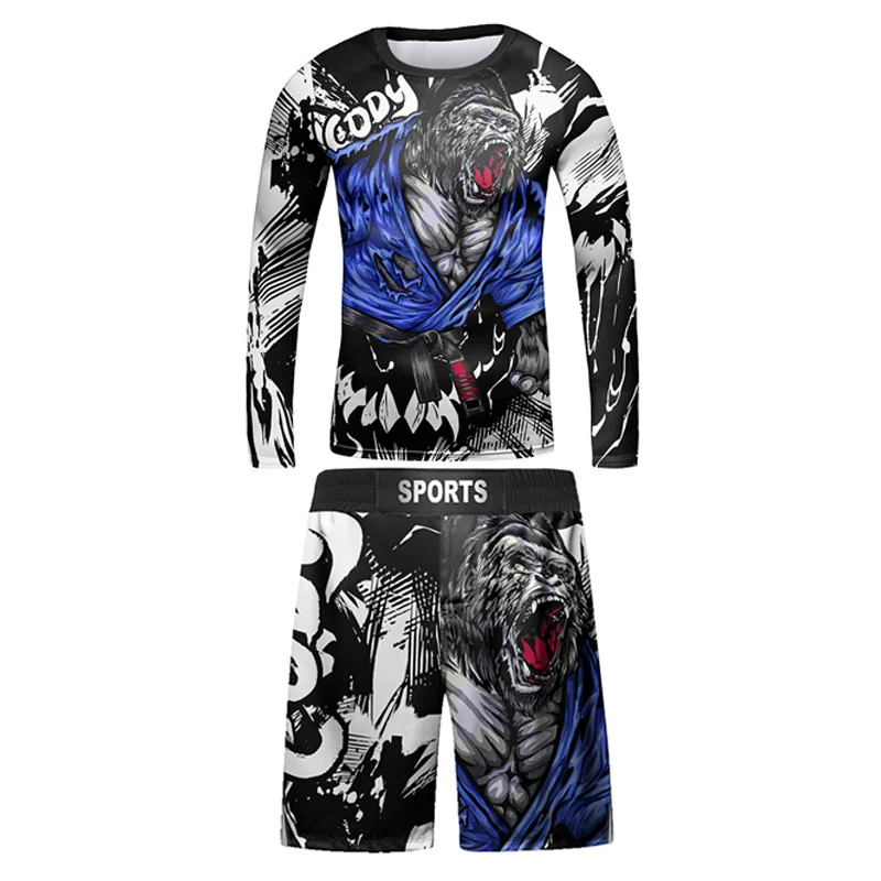 Mma Kids Rash Guard Bjj T-shirt Pant Set Jiu Jitsu Shorts Children Kickboxing Muay Thai Fighting Sportwear Boy Boxing Clothing sports apparel