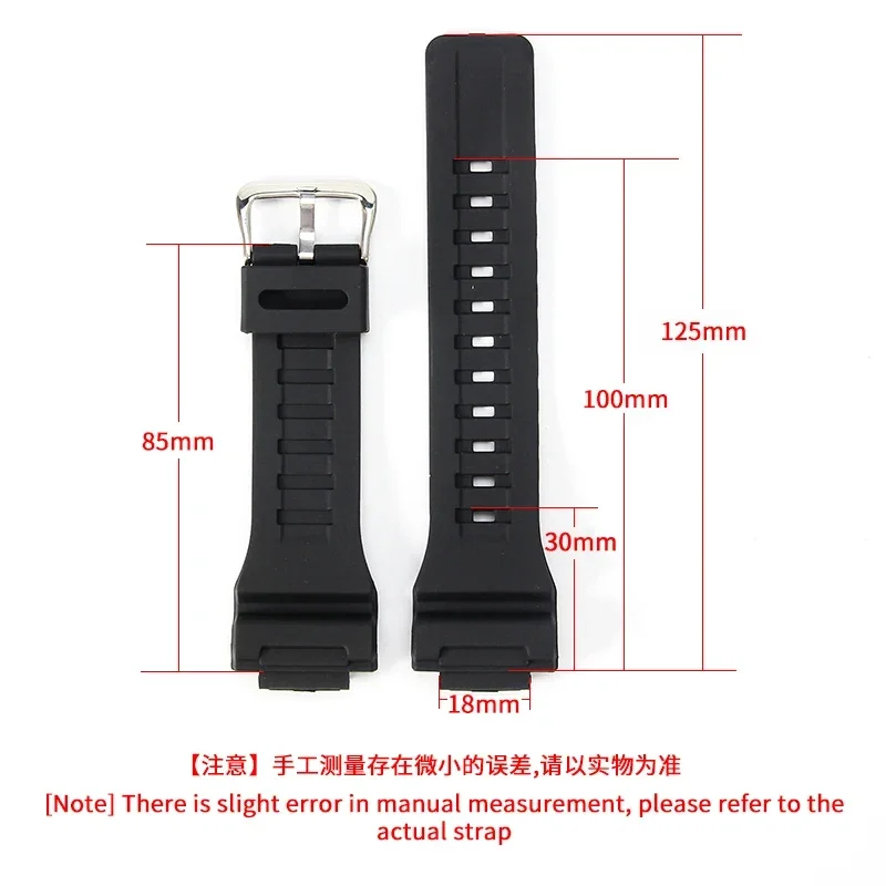 Enhanced Silicone Resin Watch Strap, 18mm Wide - Comfortable Soft Black Band for Unisex Watches