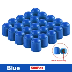 Premium Universal Tire Valve Caps with O - Ring Seals - Pack of 500 (Blue)