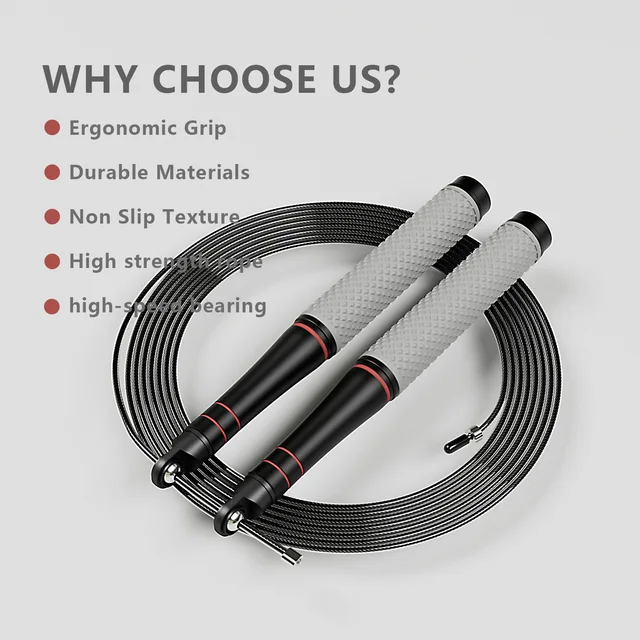 Speed jump rope, heavy-duty adjustable rope, lightweight design, smooth ball bearing rotation, suitable for CrossFit training 4