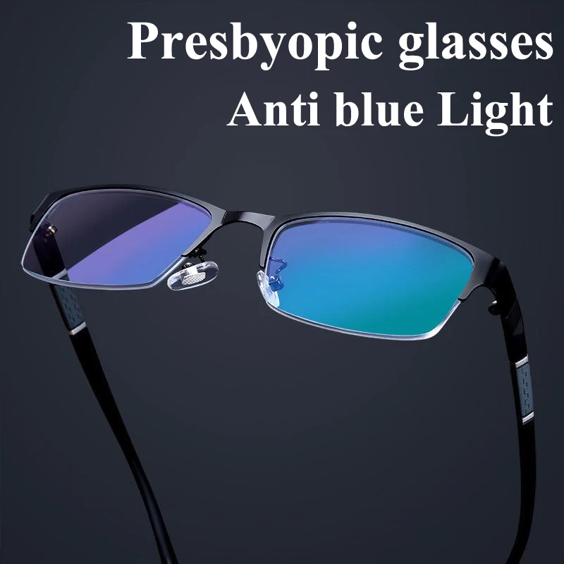

High Quality Presbyopic Glasses Unisex Flexible Half-frame Business Glasses Office Simple Anti-blue Reading Eyeglasses Diopter