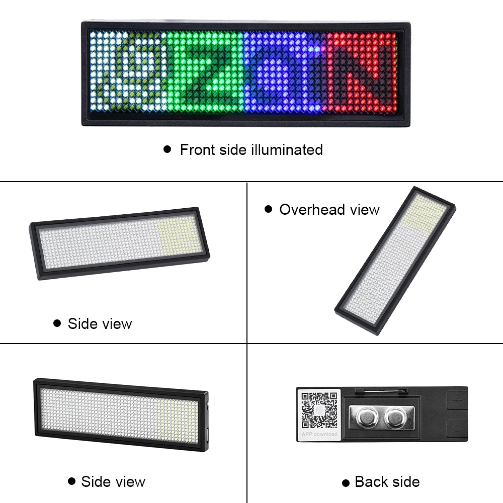 Mini LED Digital Display DIY Programmable Scrolling Message Board Bluetooth APP Control Name Badge Module Price Tag USB Charging led message board,led display board