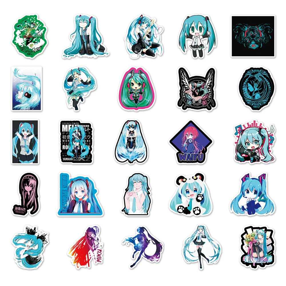 10/65Pcs Funny Hatsune Miku Anime Stickers Skateboard Graffiti