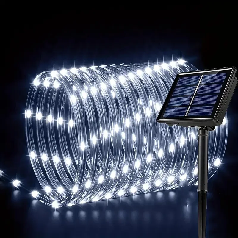 תאורת חבל סולארית, תאורת LED סולארית לדרך בחוץ, תאורת מחרוזת סולארית לגינה, תאורת חוץ עמידה במים, 8 מצבי תאורה