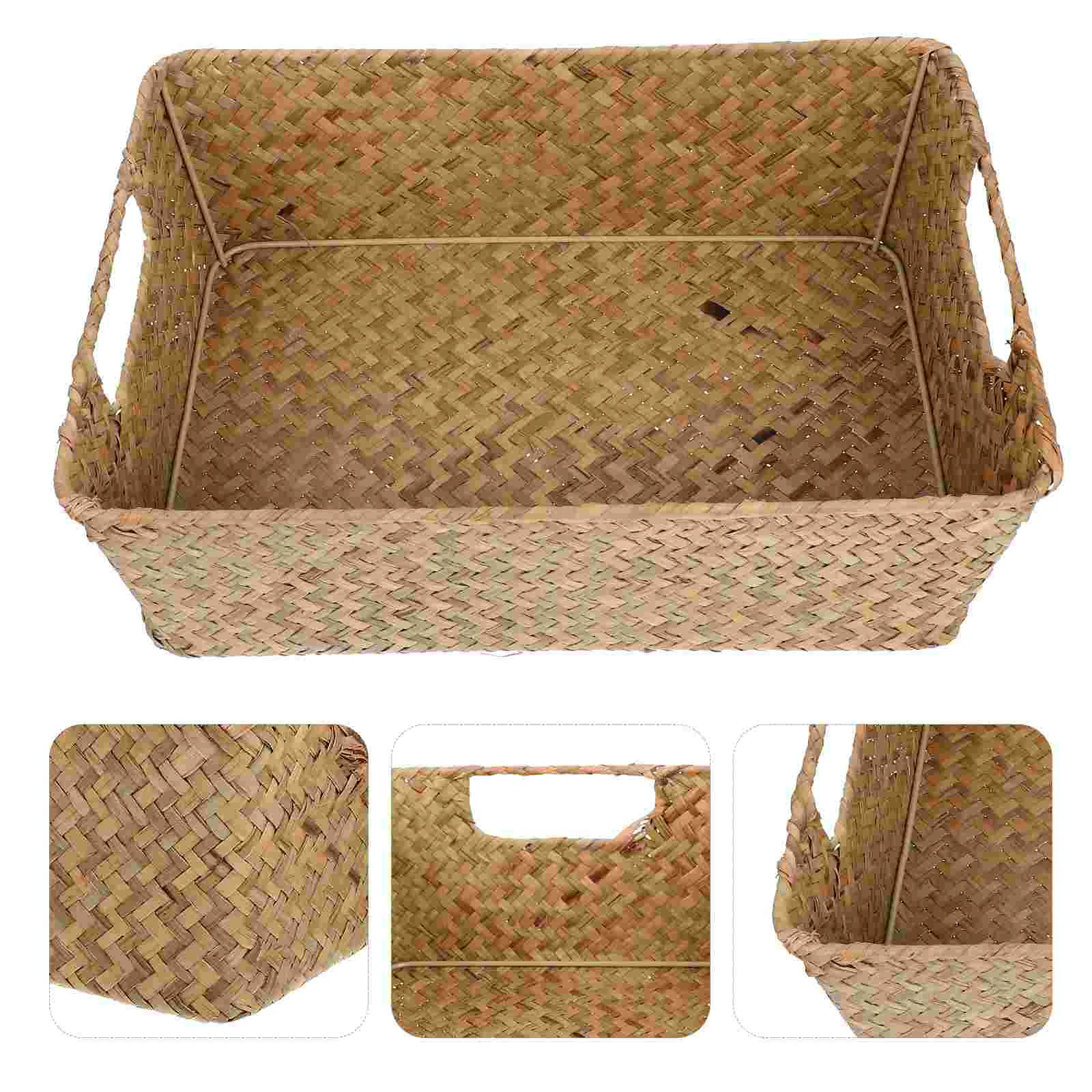 

Wicker Woven Bread Baskets Rectangular Fruit Baskets Tabletop Food Serving Basket Handmade Pantry Organizer Vegetables Breakfast