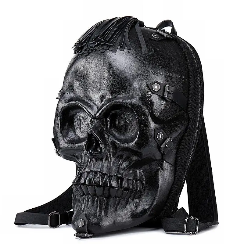 thumbnail image 1 of Mochila con calavera tridimensional 3D, moda europea y americana, mochila para mujer estilo motociclista personalizada y genial 2023, 1 of 5