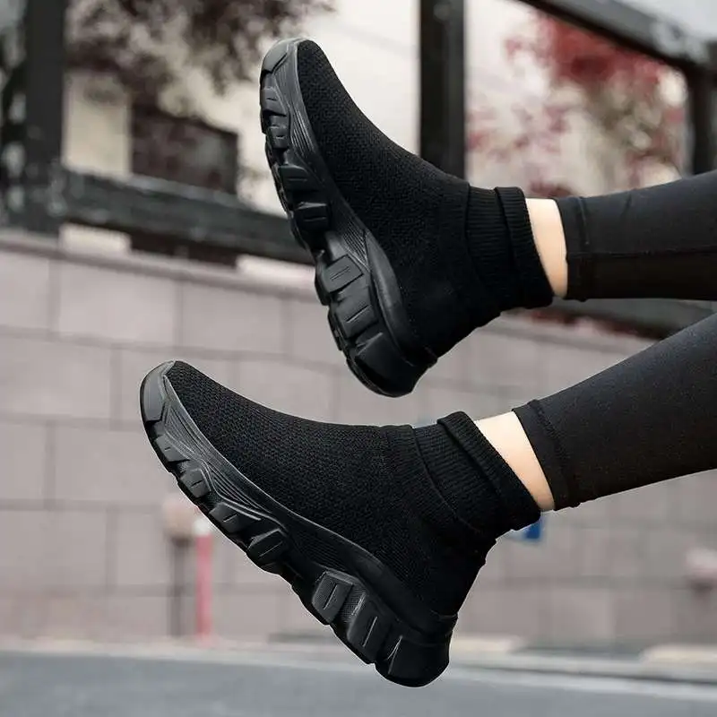 MWY Woman Sneakers Platform Sports Shoes Comfortable Ankle Sock Shoes Zapatillas Increase Height Casual Shoes Size 35-45