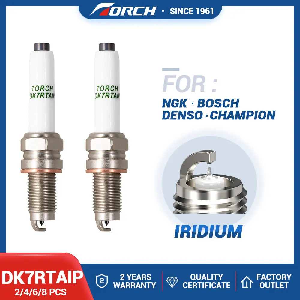 Spark Plug 2-8PCS Candles Replace for Y5KPP332 0241145523 IZKR7B(7563) PKER7A8DES(97861) Iridium Platinum Spark Plugs TORCH DK7RTAIP