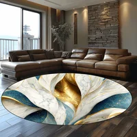 Luxury Marble Pattern Round Carpets Living Room Decoration Abstract Large Area Rugs for Bedroom Non-slip Floor Mats Washable 2