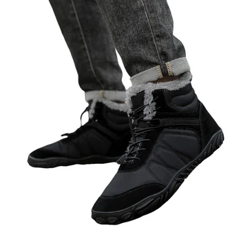 Winter Snow Boots Barefoot Hiking Shoes Waterproof High-Top Booties Anti Slip Minimalist Five Finger Boots for Hiking Climbing 5