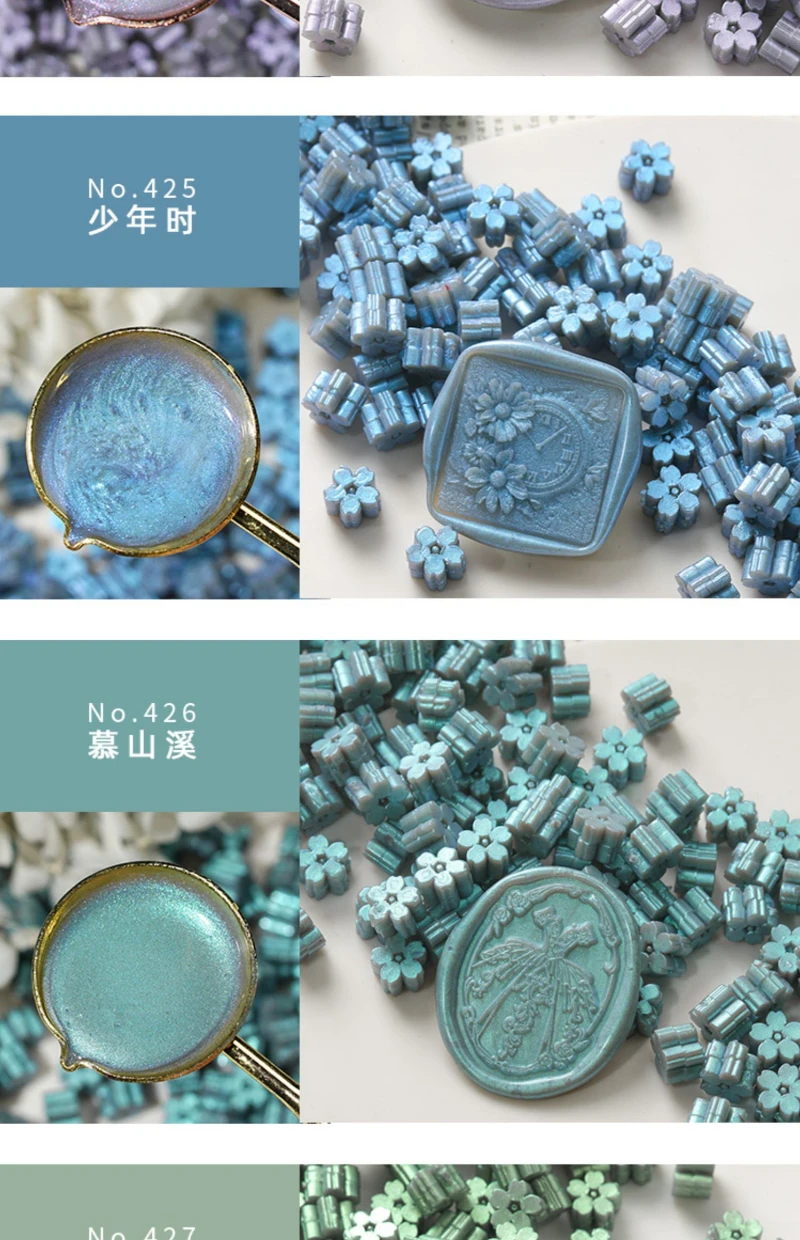 60pcs Sakura Wax Seal Beads INS Glitter Fire Paint Wax Beads DIY Envelope Wedding Invitation Vintage Stamp Craft Supplies
