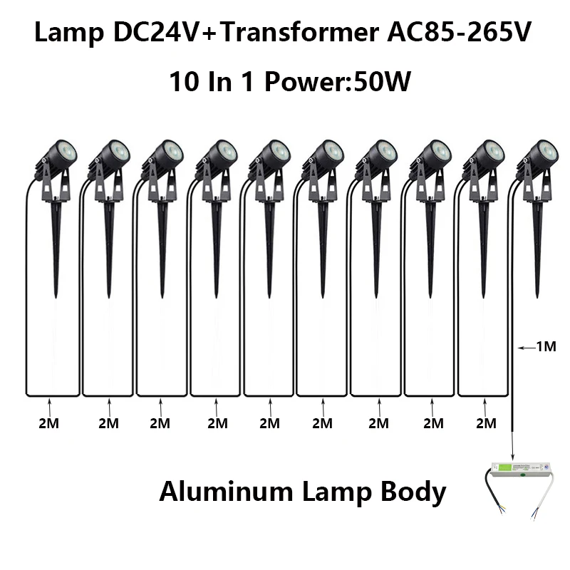 10/8/6 IN 1 Led Garden Light Lawn Light Ip65 Waterproof Garden Decoration DC24V To 110V220V 50W30W Landscape Peak Spotligh