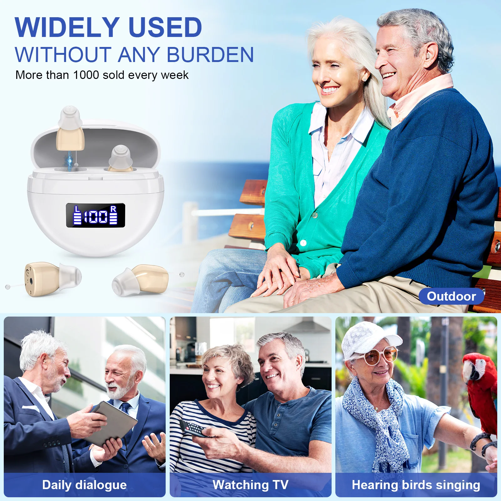 Mini In-ear Hearing Amplifiers Invisible Hearing Aids Adjustable Volume Hearing Aids With Rechargeable Display 4