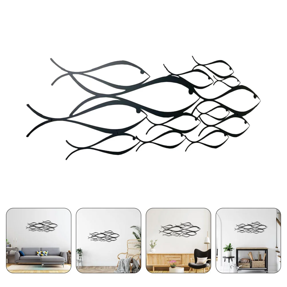 

Exquisite Black Artistic Wall Ornament Fish Wall Decor Fish Swarm Decor Wall Pendant Wall Art for Study Room Living Room Office