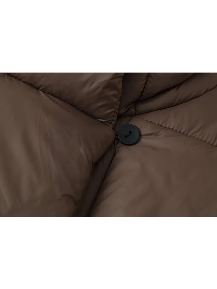 Women's Solid Outerwears Winter New Fashion Lace-Up Long Sleeve Quilted Jacket Fashion Warm Button Quilted Stand Collar Jacket