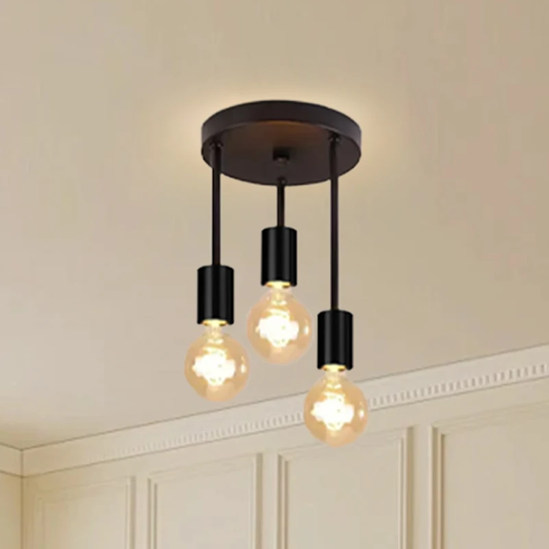 Ceiling Light Without Light Source Black Retro Restaurant Living Room Coffee Shop Counter Foyer Corridor Balcony Pendant Light
