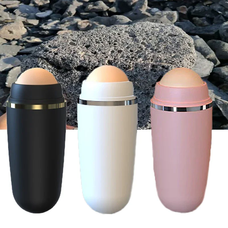 Rodillo absorbente de aceite Facial, piedra volcánica, maquillaje