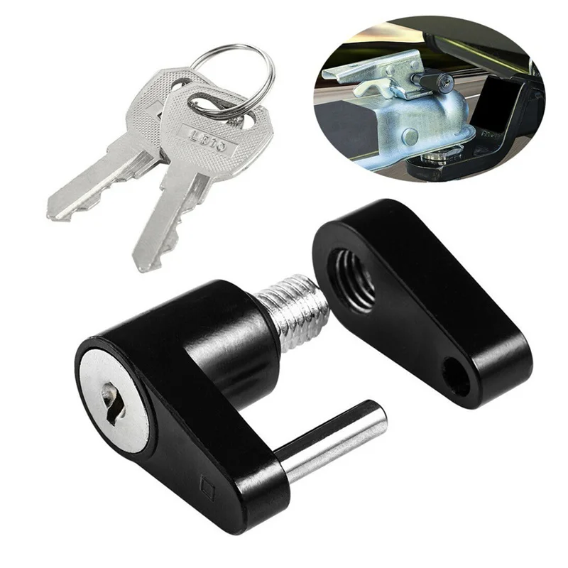 1/4" Zinc Alloy Small Trailer Lockstitch Trailer Hitch Coupler Lock For Locking Hauling Security Towing Tow Bar