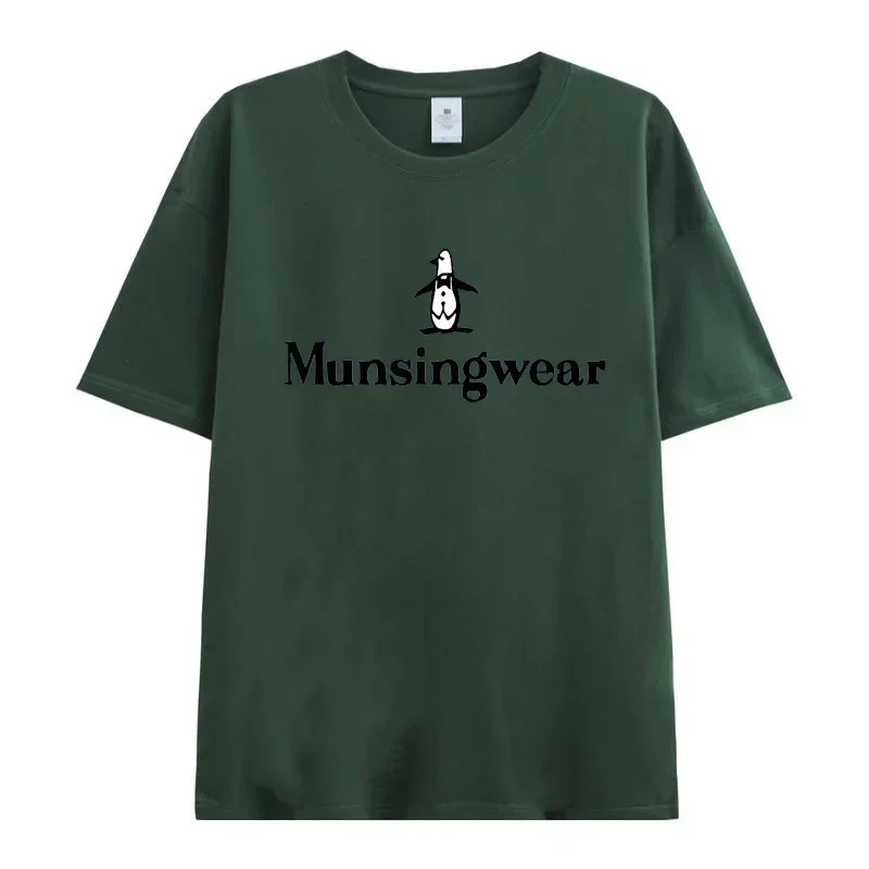 New Cotton Munsing Golf Wear Men's and Women's T-shirtsSolid Color Round Neck Short Sleeved Top Korean Loose T-shirt