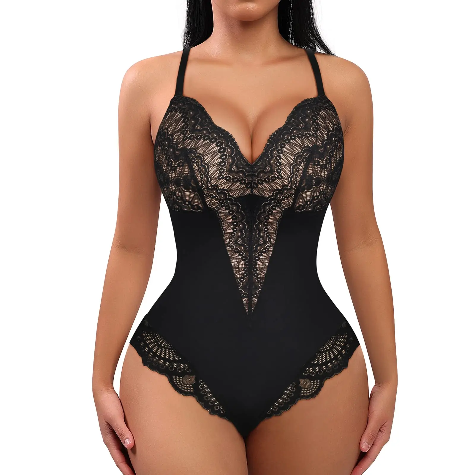 Pop Lace Bodysuit for Women Tummy Control Shapewear V Neck Backless Tank  Tops One Piece Body Shaper Fajas Thongs Sexy Body Shape - AliExpress