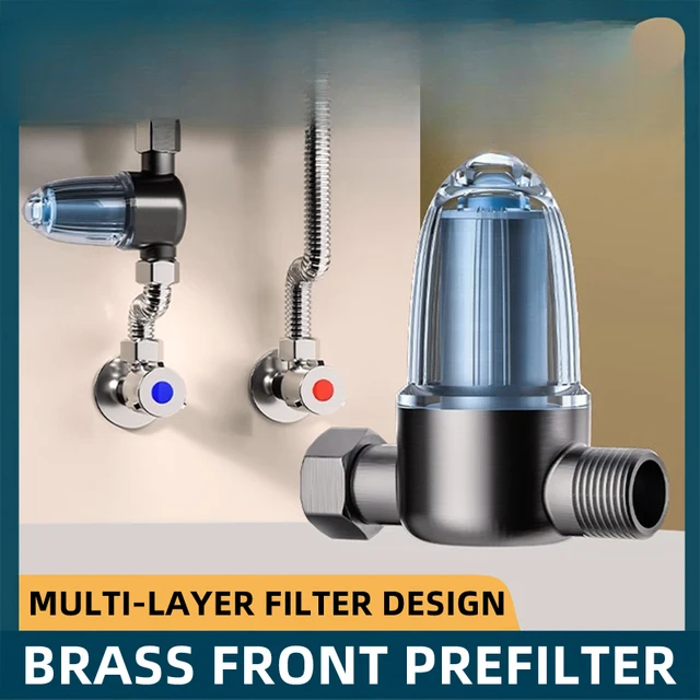 ห้องน้ําสแตนเลสเครื่องทําน้ําอุ่นไส้กรองสามารถทําความสะอาดทองเหลืองด้านหน้า Prefilter ตลับกรองที่ถอดออกได้ 1