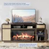 68" TV Stand for TV Up to 75",Boho Entertainment Center with 36" Electric Fireplace Heater with Sound, Rattan Decorated Console 2