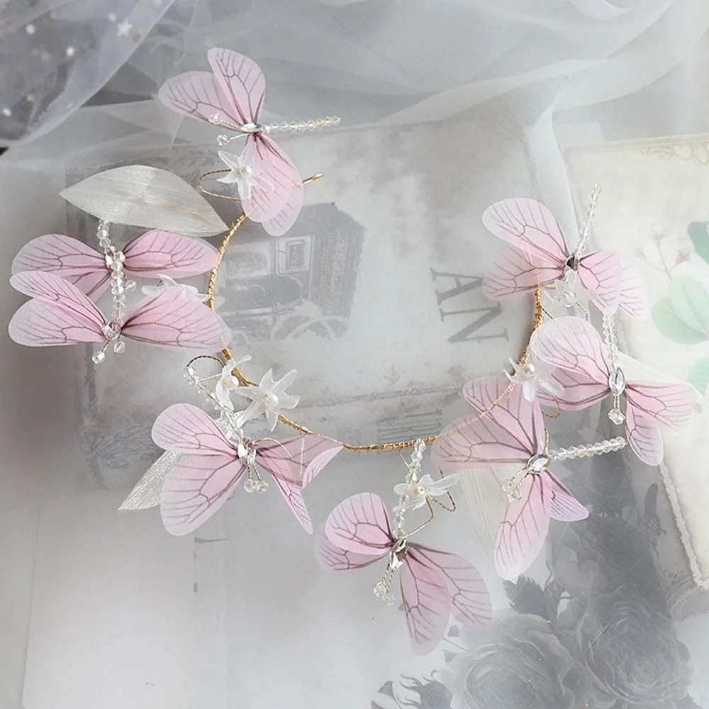 Retro elegante Schmetterling Kopfschmuck koreanische Kunst Design Libelle Stirnband Kristall transparente Haarschmuck – Detail 4