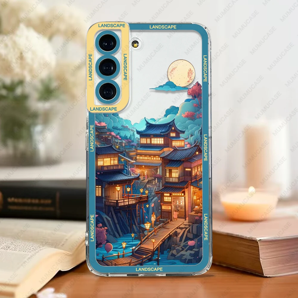 thumbnail image 1 of Funda suave para Samsung Galaxy S24, S20, S21 FE, S22 Plus, S23 Ultra, A22, A54, 5G, paisaje japonés, 1 of 5