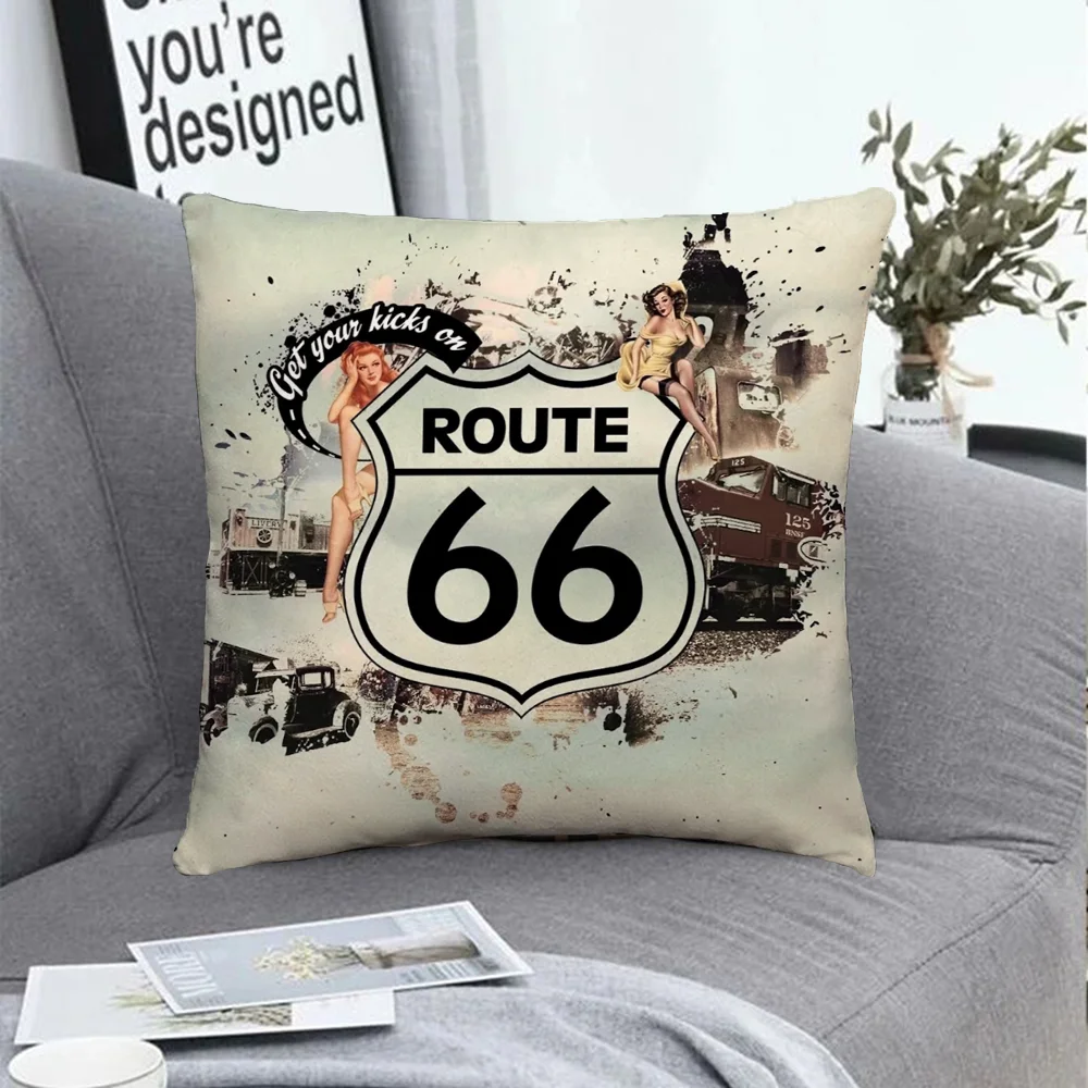 

Route 66 Decorative Pillowcases 40x40 Pillowcase for Pillow Cover 45x45 Sofa Cushion Duplex Printing Fall Decor Short Plush Hugs