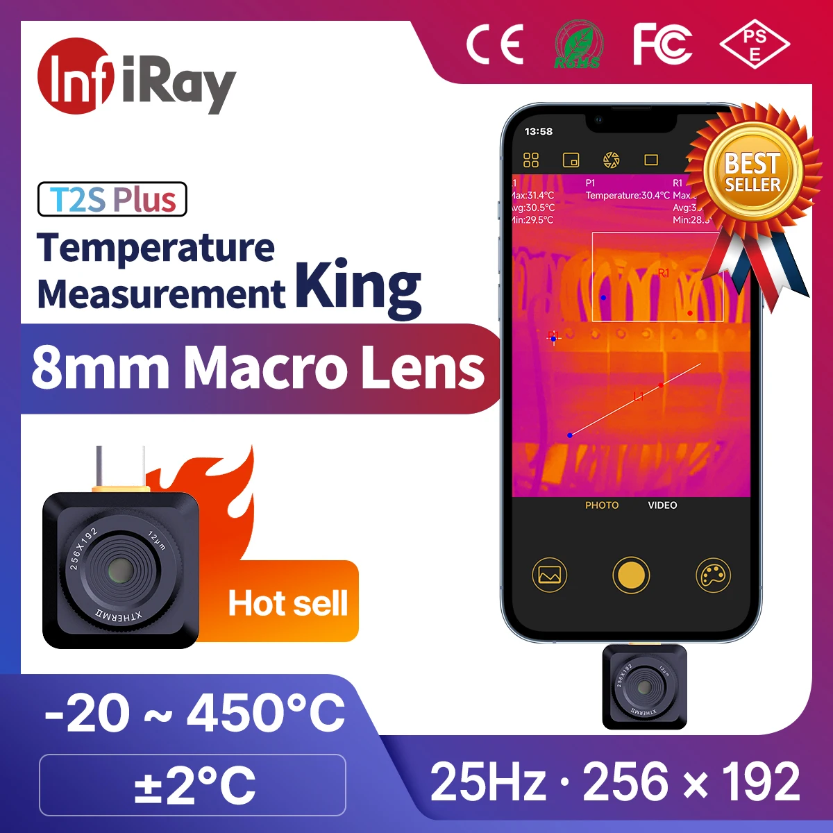 Xinfrared InfiRay Official T2S Plus Thermal Imager Camera for Smart