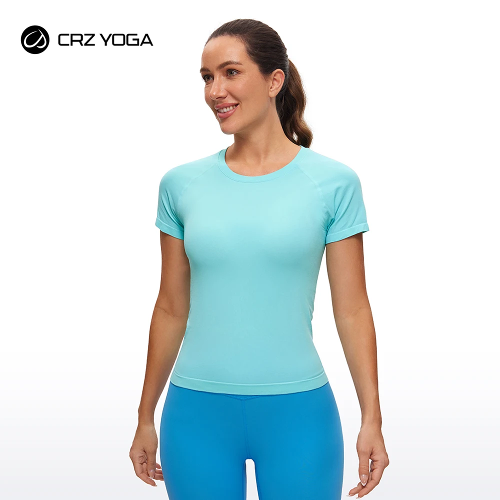 CRZ YOGA Womens Short Sleeve Tops Lightweight Breathable Workout