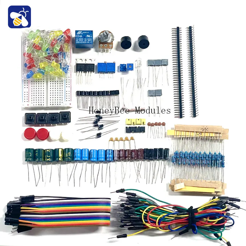 For R3 New 400 Hole Kit Starter Kit Resistor Capacitor Diode Relay Potentiometer Monolithic Module 1set icl8038 monolithic function signal generator module diy kit sine square triangle frequency generator capacitor inductor